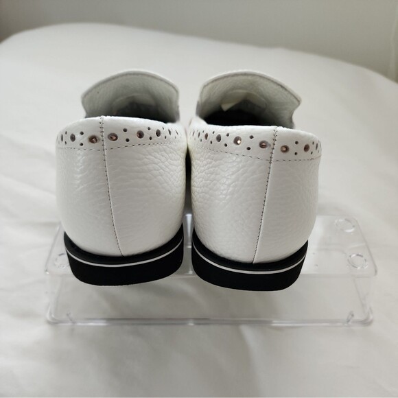 G/Fore GG Golf Shoes Girl's Sz 5.5 US, White Rose Gold Leather Cushioned Preppy - Picture 4 of 10